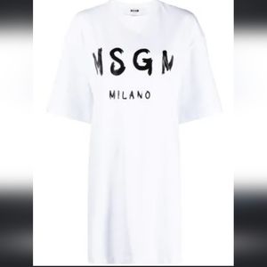 MSGM Logo Printed Crewneck T-Shirt Dress